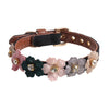 Pet Adjustable PU Collar for Small Medium Dogs Shiny Lovely Colorful Flowers with Shiny Diamonds
