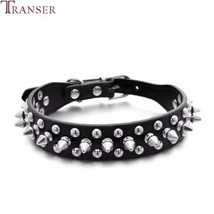 Transer Pet Dog Supplies PU Leather Punk Rivet Spiked Dog Collar Pet Collars For Small Dog Cat 80124