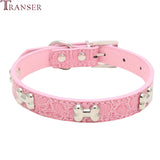 Transer Pet Dog Supplies Alligator PU Leather Bone Pet Necklace Accessory Pet Supply Dog Collar For Small Medium Dog 80124