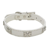 Transer Pet Dog Supplies Alligator PU Leather Bone Pet Necklace Accessory Pet Supply Dog Collar For Small Medium Dog 80124
