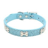 Transer Pet Dog Supplies Alligator PU Leather Bone Pet Necklace Accessory Pet Supply Dog Collar For Small Medium Dog 80124